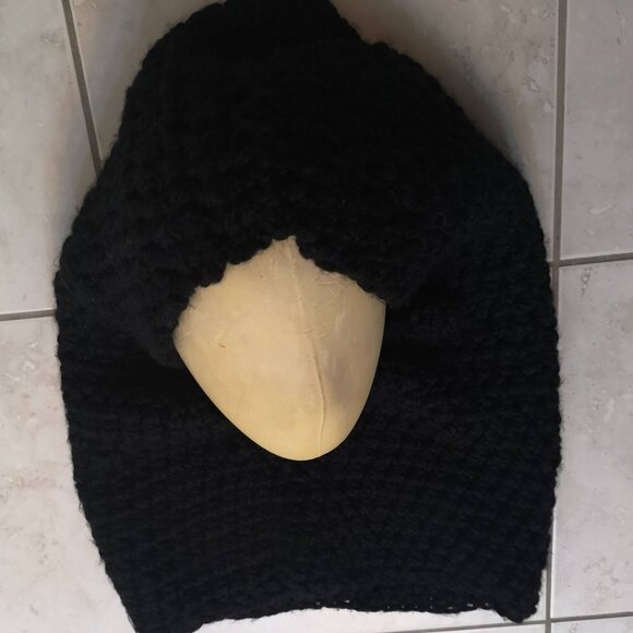 Vintage Crochet Knit Granny Square Snood Hoodie Scarf - chic gift! - Picture 2 of 5